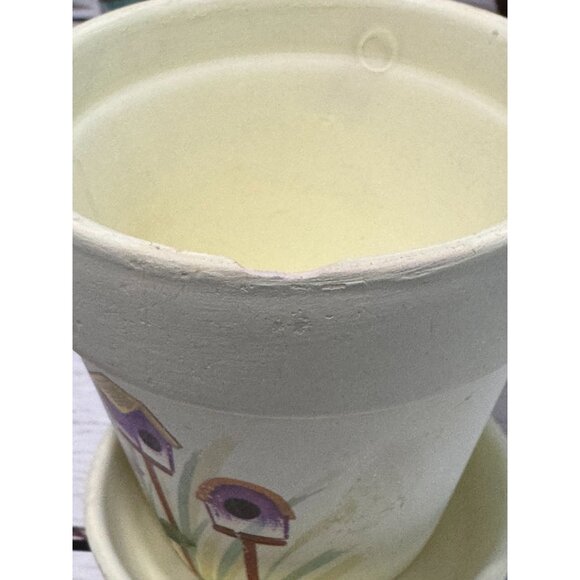 Hand-Painted Ceramic Flower Pot With Saucer - Picture 8 of 11